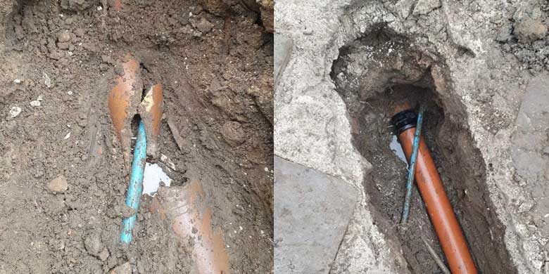 Drain repair before & after